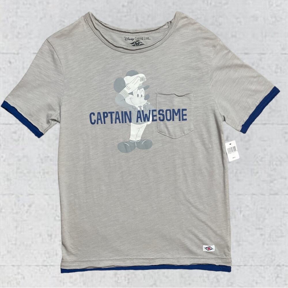 NWT Disney Cruise Line Captain Awesome Mickey Mouse Pocket T Shirt Size Small